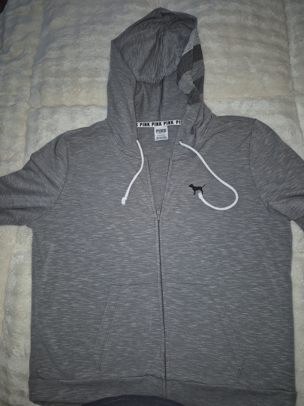 PINK Victoria's Secret Men's Gray Zip Hoodie
